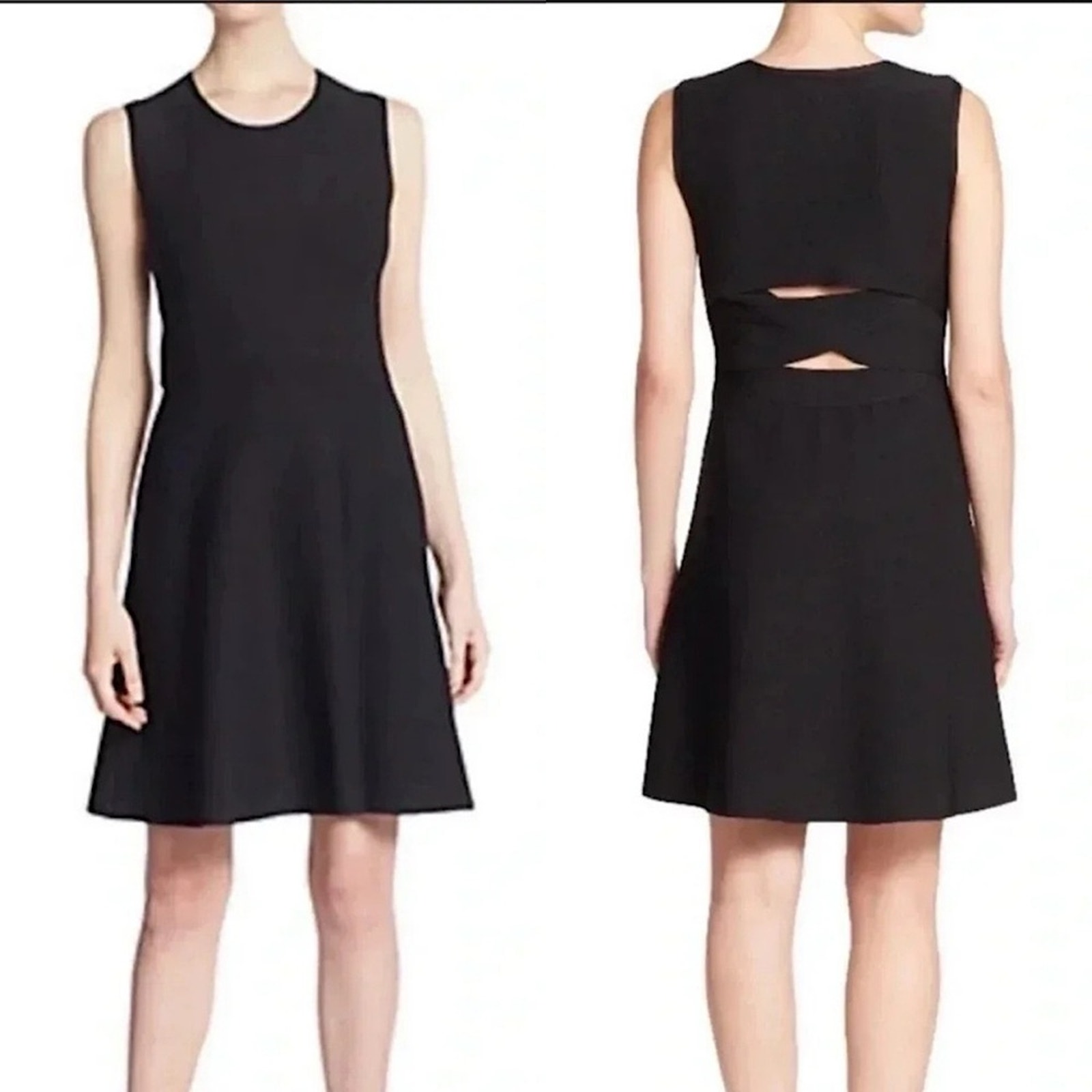 A.L.C. Twist Back Cutout Heavy Knit Bandage A-Line Fit & Flare Black Dress S